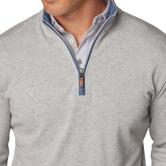 Johnnie-O Light Gray Sully Quarter Zip 1/4 Pullover Sweater - Picture 2 of 12